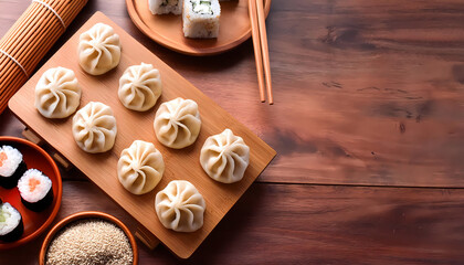 Wall Mural - dumplings with meat and vegetables
