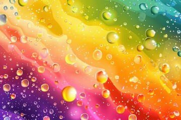 Poster - Vibrant abstract background with multicolored water droplets