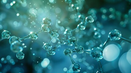 Wall Mural - The image is a close up of a blue and green molecular structure