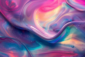 Sticker - Vibrant and vivid holographic abstract background with colorful swirls and marbled texture, perfect for fashion and trendy design projects