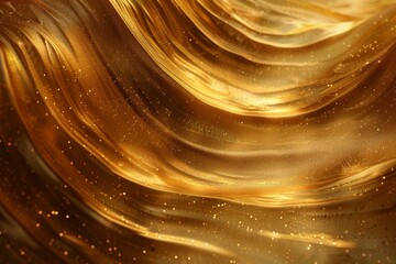 Poster - Luxurious golden swirls abstract background with sparkling glitter and elegant texture for modern wallpaper and metallic shimmering design art pattern