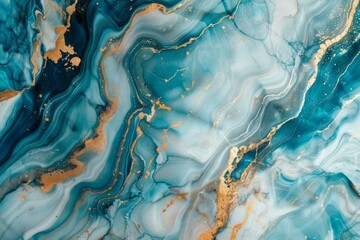 Poster - Elegant blue and gold marble pattern for luxury background or design