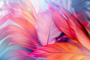Poster - Vibrant and modern abstract colorful leaves background with translucent patterns. Bright and vivid multicolored texture. Inspired by nature and artistic digital art. Perfect for wallpaper design