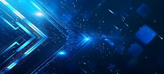 Poster - Abstract arrow with digital technology background vector illustration in the style of blue color
