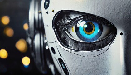 Sticker - close up of an eye of a robot