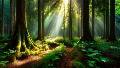 sun rays in the forest