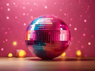 Wall Mural - disco ball. disco, ball, dance, party, light, club, sphere, music, disco ball, mirror, bright, nightclub, night, vector, illustration,Ai generated 