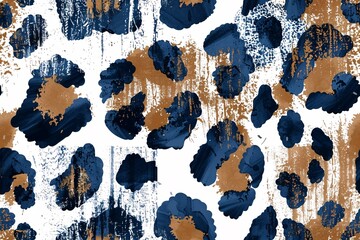 Wall Mural - Flawless cheetah fur design with painted backdrop in shades of blue, grey, white, and tan.