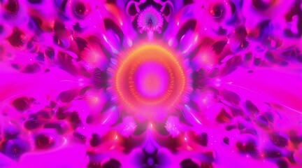 Poster - Abstract Kaleidoscope Pattern in Vibrant Orange, Pink, and Blue
