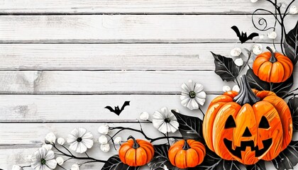 Wall Mural - halloween background with pumpkin