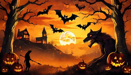 Canvas Print - halloween night background