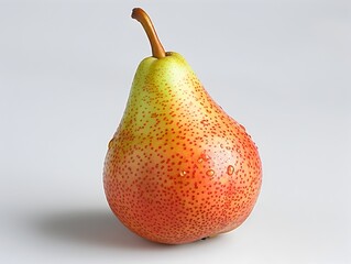 Wall Mural - Freshly Picked Pear on a Minimal White Background