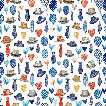 Hand drawn Seamless pattern of Fathers day.