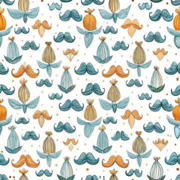 Hand drawn Seamless pattern of Fathers day.