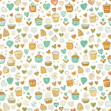 Hand drawn Seamless pattern of Fathers day.