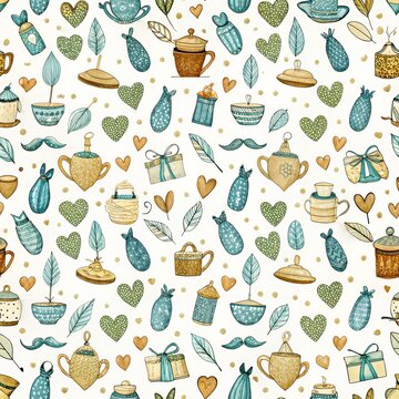 Hand drawn Seamless pattern of Fathers day.