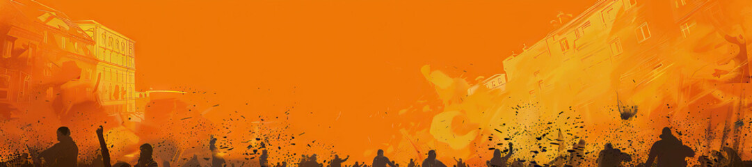 Wall Mural - Revolutionary Art (Orange): Represents the role of art in revolutions and uprisings, both as a form of protest and as a means of inspiring change