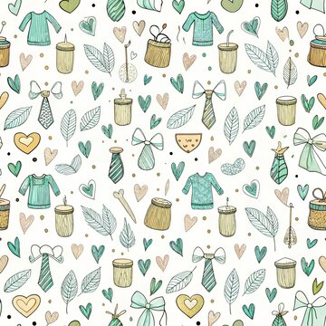 Hand drawn Seamless pattern of Fathers day.