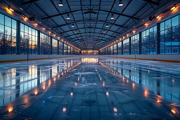 Wall Mural - Hockey ice rink sport arena empty field - stadium.