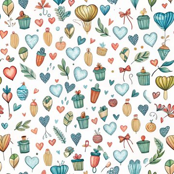 Hand drawn Seamless pattern of Fathers day.