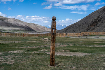 Wall Mural - landscape of the surroundings of the village of Kosh Agach mountains with lakes and unusual landscapes in the southern regions of Altai in May