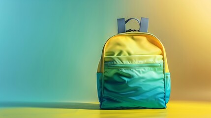 Wall Mural - Yellow school bag with a dynamic gradient of blue and green colors.