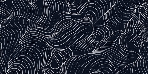 black and white line art seamless pattern