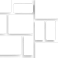 Fototapete - Clay Tablet Computers And Smartphones Mockups. Showcase Your Mobile App Design. Vector Illustration