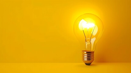 Wall Mural - **A yellow bulb glows warmly against its corresponding yellow backdrop.