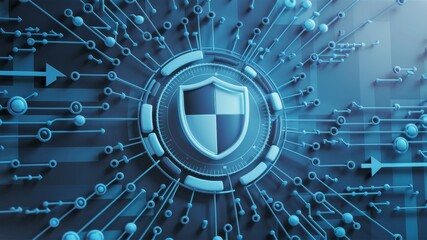 Poster - 3D render of a cybersecurity interface