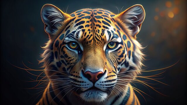 Realistic render of an animal portrait created with generative , wildlife, nature, digital art, technology, animals, portrait, rendering, artificial intelligence, creativity, artistic