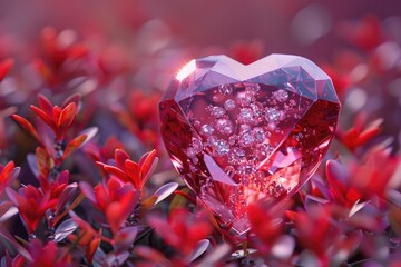 Wall Mural - Heart-shaped diamond on bush