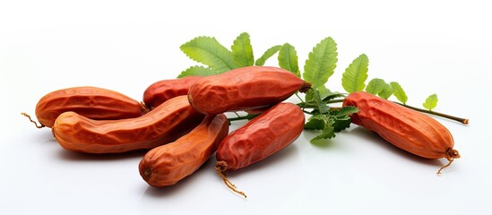 Poster - Manila tamarind fruit on white background with copy space image.