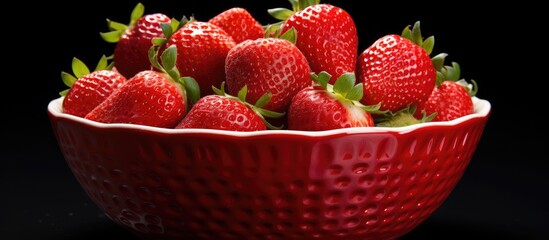 Poster - An isolated bowl of strawberries with copy space image.