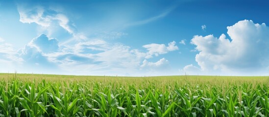 Poster - corn farmers in a rural farm setting with a picturesque background, ideal for a copy space image.