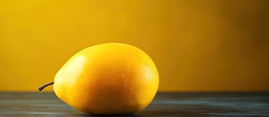 Poster - Vibrant yellow mango with selective focus, suitable for vegans, with copy space image.