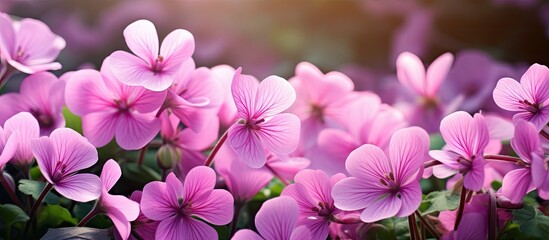 Aufkleber - A detailed image of a pink oxalis in a garden with copy space image.