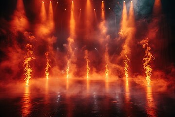 Wall Mural - create a empty stage with lights reaching out to the audience. lots of smoke in the air