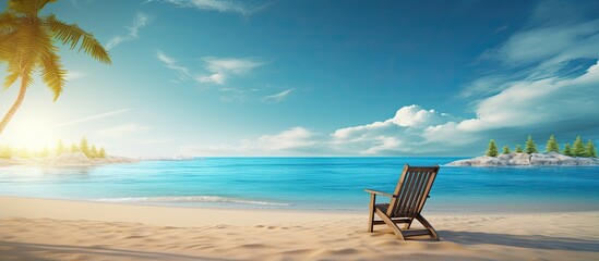 Poster - Enjoy a serene beach scene with the sun shining down on the natural beauty, perfect for a relaxing vacation.