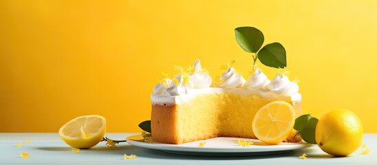 Poster - Start your day with a scrumptious lemon cake for a delightful midday treat, with a visually enticing copy space image.
