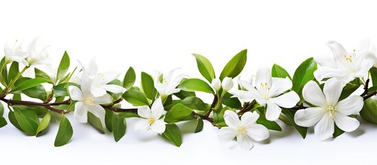 Aufkleber - Isolated on a white background, a branch of jasmine flowers with copy space image.