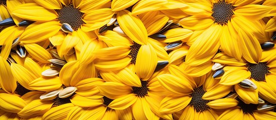 Poster - Close-up of sunflower seeds with copy space image.