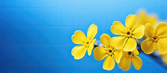 Aufkleber - Close-up shot of a bright yellow forget-me-not flower with copy space image.
