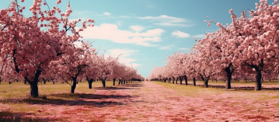 Poster - Orchard with sour cherry trees, perfect for a copy space image.