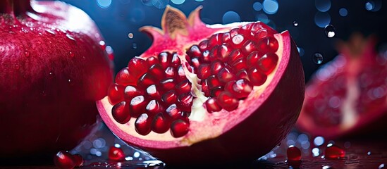 Poster - Juicy pomegranate copy space image.