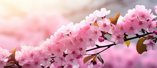 Poster - Gorgeous pink blooms in the garden with copy space image available.