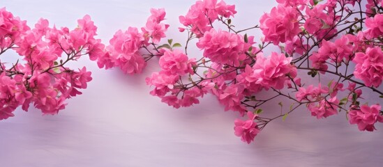 Poster - Blooming pink bougainvillea with copy space image available.