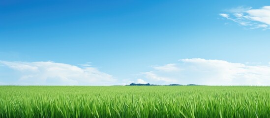 Poster - Beautiful rice plantation with a clear blue sky as the copy space image.