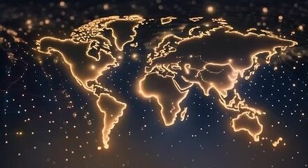 Poster - Glowing World Map Animation With Stars