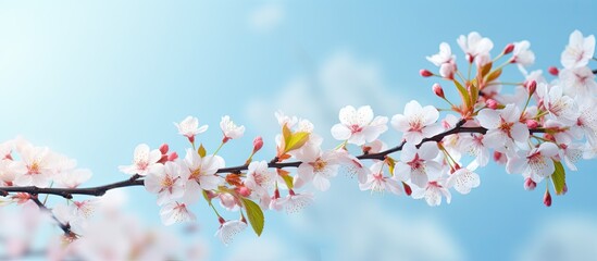Poster - Blooming flowers in spring with copy space image.